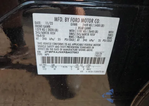 2024 Ford Edge Sel z USA, uszkodzony, nr VIN 2FMPK4J9XRBA57083